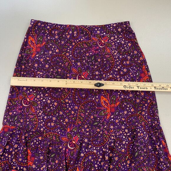 Vintage Y2K Chaps Skirt Womens Extra Small Floral Ruffle Slinky Knit 90s Purple - Picture 5 of 10